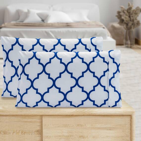Elegant Comfort Luxuriöses, ultraweiches 2-teiliges Kissenbezug-Set, 1500 Premium-Mikrofaser in Hotelqualität, doppelt gebürstet, knitterfrei, Standard/Queen, Vierpassform, Königsblau