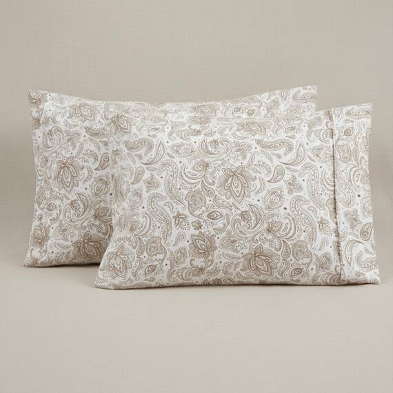 Elegant Comfort Luxuriöses, ultraweiches 2-teiliges Kissenbezug-Set, 1500 Premium-Mikrofaser in Hotelqualität, doppelt gebürstet, knitterfrei, Standard/Queen, Paisley-Muster, Taupe