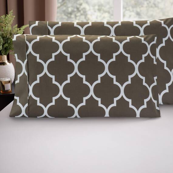 Elegant Comfort Luxuriöses, ultraweiches 2-teiliges Kissenbezug-Set, 1500 Premium-Mikrofaser in Hotelqualität, doppelt gebürstet, knitterfrei, Standard/Queen, Vierpass-Muster, Grau