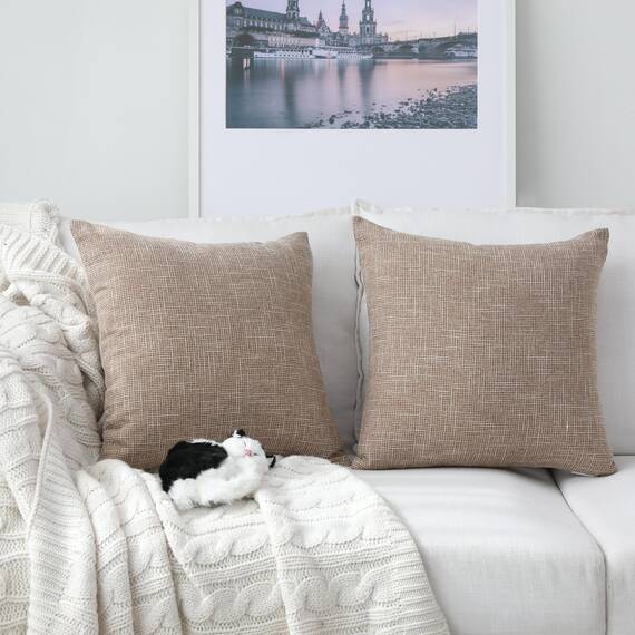 Kevin Textile Kissenbezüge aus Kunstleinen, sehr weich, für Schlafzimmer/Sofa/Auto, 2 Stück, 61 x 61 cm, natürliches Leinen