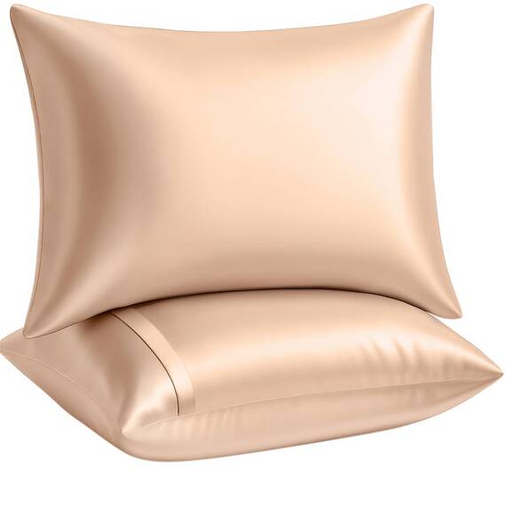 Shop Bedding Luxus Satin Kissenbezug für Haar-Satin Euro Kopfkissenbezug mit Reißverschluss, Blissford KÖNIG (2-Pack) Champagner
