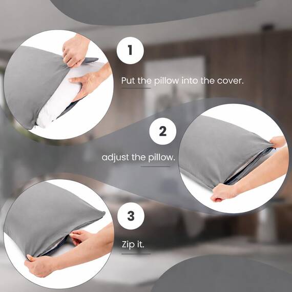 EVOLIVE Ultra Soft Mikrofaser Körper-Kissen-Abdeckung/Kissen- mit verstecktem Reißverschluss Grau 21 "x54