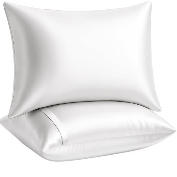 SHOPBEDDING Shop Bedding Luxus Satin Kissenbezug für Haar-Satin Euro Kopfkissenbezug mit Reißverschluss, Blissford Königin (2-Pack) Weiß