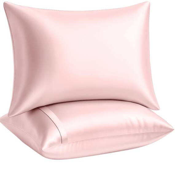Shop Bedding Luxus Satin Kissenbezug für Haare, Satin-Kissenbezug mit Reißverschluss, Blissford Standard (2-Pack) Rose