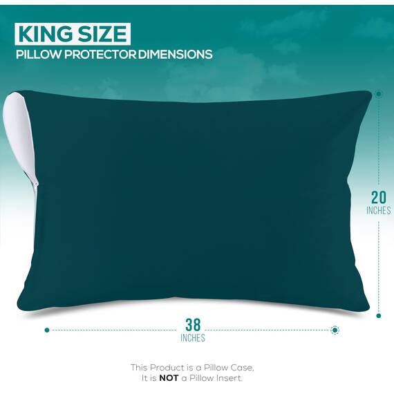 Utopia Bedding Premium 100% wasserdichter Kissenschutz mit Reißverschluss, King Size (2er-Set), Bettwanzen- und staubmilbenfeste Kissenbezüge mit Reißverschluss, Blaugrün