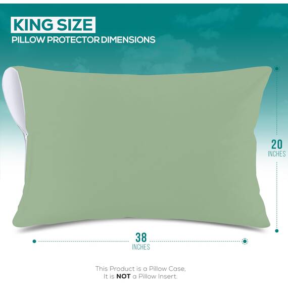 Utopia Bedding Premium 100% wasserdichter Kissenschutz mit Reißverschluss, King Size (2er-Set), Bettwanzen- und staubmilbendicht, mit Reißverschluss, Kissenbezüge, Salbei