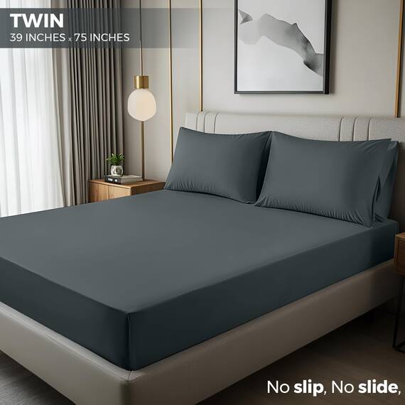 Utopia Bedding Spannbettlaken für Doppelbetten – Bettlaken – Tiefe Tasche – weiche Mikrofaser – schrumpf- und lichtbeständig – pflegeleicht – nur 1 Spannbetttuch (grau)