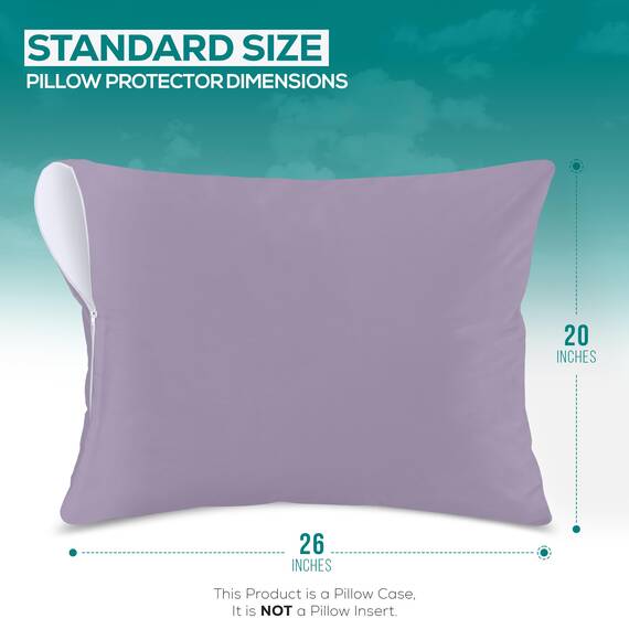 Utopia Bedding Premium 100% wasserdichter Kissenschutz mit Reißverschluss, Standardgröße (2er-Set), Bettwanzen- und staubmilbendicht, mit Reißverschluss, Lavendel