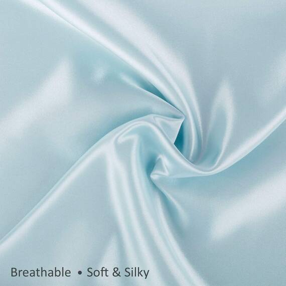 SHOPBEDDING Shop Bedding Luxus Satin Kissenbezug für Haar-Satin Euro Kopfkissenbezug mit Reißverschluss, Blissford Königin (2-Pack) Baby blau