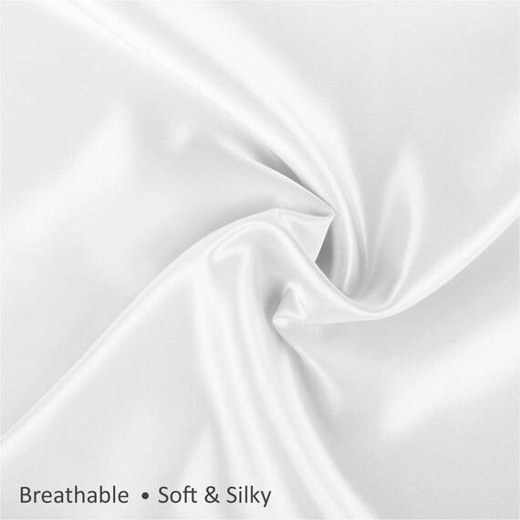 Shop Bedding Luxus Satin Kissenbezug für Haar-Satin Euro Kopfkissenbezug mit Reißverschluss, Blissford KÖNIG (2-Pack) Weiß