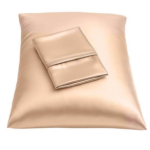 Shop Bedding Luxus Satin Kissenbezug für Haar-Satin Euro Kopfkissenbezug mit Reißverschluss, Blissford KÖNIG (2-Pack) Champagner