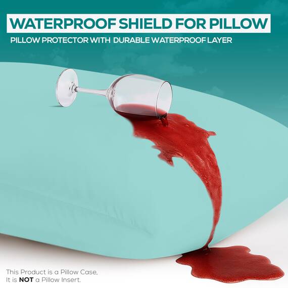 Utopia Bedding Premium 100% wasserdichter Kissenschutz mit Reißverschluss, Queen-Size-Größe (2er-Set), Bettwanzen- und staubmilbendicht, mit Reißverschluss, Kissenbezüge, Spa-Blau
