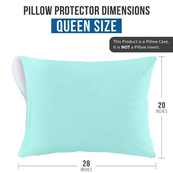 Utopia Bedding Premium 100% wasserdichter Kissenschutz mit Reißverschluss, Queen-Size-Größe (2er-Set), Bettwanzen- und staubmilbendicht, mit Reißverschluss, Kissenbezüge, Spa-Blau