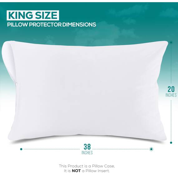 Wasserdicht Reißverschluss Kopfkissen umgreifung Bettwanzen Proof Cover schützt gegen Milben, Bakterien, weiß, King Size