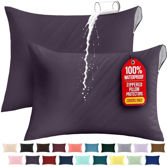 Utopia Bedding Wasserdichter Kissenschutz mit Reißverschluss (2 Stück) Queen Purple - Bettwanzensicher Kissenbezug 50,8 x 71,1 cm