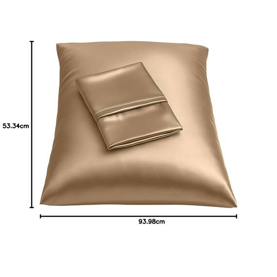 ShopBedding Satin-Kissenbezug mit Reißverschluss, für Haar- und Hautpflege, fühlt sich weich und kühl an wie ein Seidenkissenbezug, beigefarbener Satin-Kissenbezug, 2er-Pack, Seidenkissenbezug,
