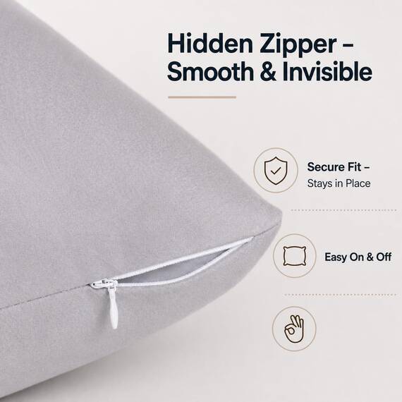 EVOLIVE Ultra Soft Mikrofaser Körper-Kissen-Abdeckung/Kissen- mit verstecktem Reißverschluss Grau 21 "x54