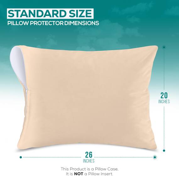 Utopia Bedding Premium 100% wasserdichter Kissenschutz mit Reißverschluss, Standardgröße (2er-Set), Bettwanzen- und milbendicht, mit Reißverschluss, Beige