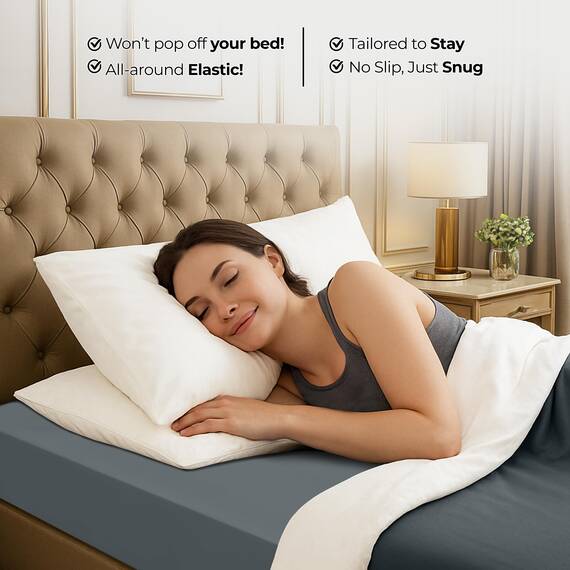 Utopia Bedding Spannbettlaken für Doppelbetten – Bettlaken – Tiefe Tasche – weiche Mikrofaser – schrumpf- und lichtbeständig – pflegeleicht – nur 1 Spannbetttuch (grau)