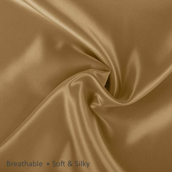 Shop Bedding Luxus Satin Kissenbezug für Haar-Satin Euro Kopfkissenbezug mit Reißverschluss, Blissford KÖNIG (2-Pack) Gold