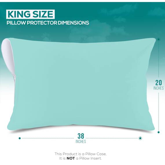 Utopia Bedding Premium 100% wasserdichter Kissenschutz mit Reißverschluss, King Size (2er-Set), Bettwanzen- und staubmilbendicht, mit Reißverschluss, Kissenbezüge, Spa-Blau