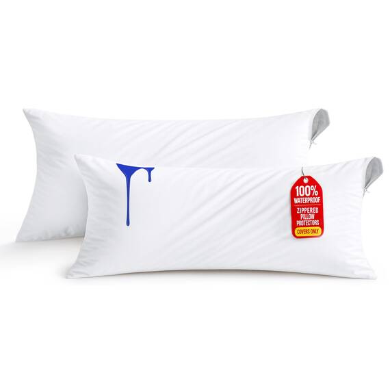 Utopia Bedding Set of 2 Waterproof Pillow Protectors with Zipper 20 x 54 Inches Size (White), Ultra Soft Pillow Covers, Bed Bug and Dust Mite Proof Pillow Encasements, Moisture Wicking Pillow Cases