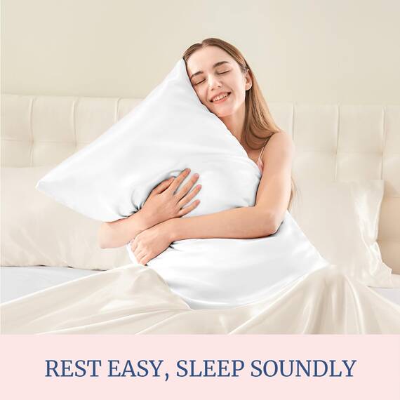 BEDELITE Satin-Seiden-Kissenbezüge für Haar und Haut, weiße Kissenbezüge, Standard, 4er-Pack, superweicher Kissenbezug mit Hotelverschluss (50,8 x 66 cm)