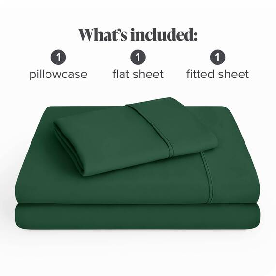 Bare Home 1800 Ultraweiches Bettwäsche-Set für Einzelbett, hydrogebürstet, tiefe Tasche, 3-teiliges Set, Spannbettlaken, Kissenbezug, Einzelbett, Waldgrün