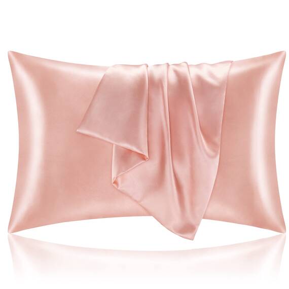 BEDELITE Satin-Kissenbezug für Haar und Haut, super weich und kühlend, ähnlich wie Seidenkissenbezüge, 2er-Pack, mit Hotelverschluss, Geschenk für Damen und Herren (50,8 x 66 cm Standardgröße, Koralle