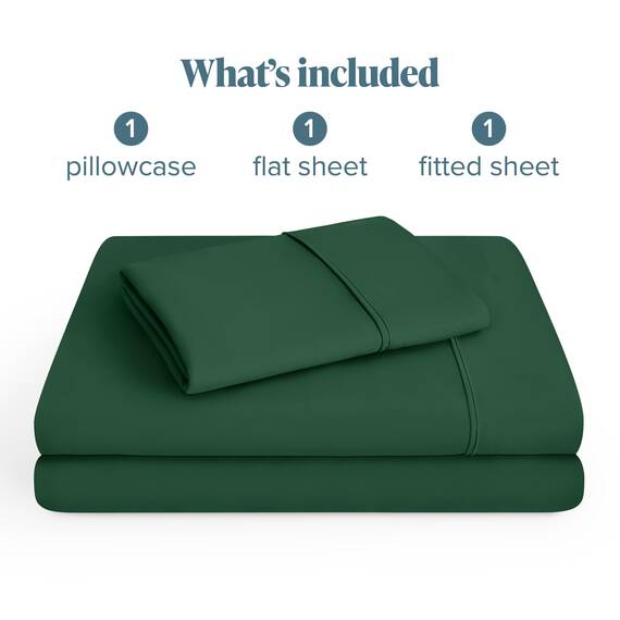 Bare Home 1800 Ultraweiches Bettwäsche-Set für Einzelbett, hydrogebürstet, tiefe Tasche, 3-teiliges Set, Spannbettlaken, Kissenbezug, Einzelbett, Waldgrün