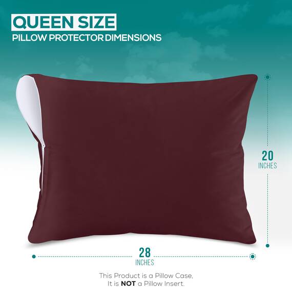 Utopia Bedding Premium 100% wasserdichter Kissenschutz mit Reißverschluss, Queen-Size-Größe (2er-Set), Bettwanzen- und milbendicht, mit Reißverschluss, Burgunderrot