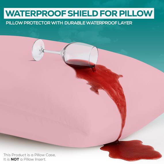 Utopia Bedding Premium 100% wasserdichter Kissenschutz mit Reißverschluss, King Size (2er-Set), Bettwanzen- und milbendicht, mit Reißverschluss, Rosa