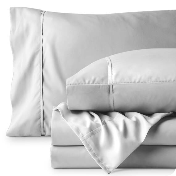 Bare Home Bettwäsche-Set für Super-Kingsize-Betten – 1800 ultraweiche Mikrofaser – hydrogebürstete tiefe Tasche – 4-teiliges Set: Spannbetttuch, Bettlaken, 2 Kissenbezüge, Bettlaken (Wolkengrau)