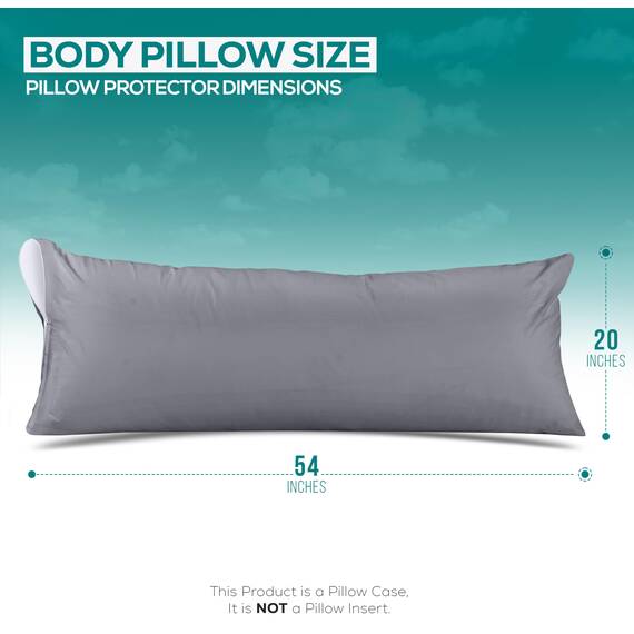 Utopia Bedding Wasserdichter Kissenschutz mit Reißverschluss (grau), Körpergröße, Kissenbezüge mit Reißverschluss, Bettwanzensicher, 50,8 x 137,2 cm, 2 Stück