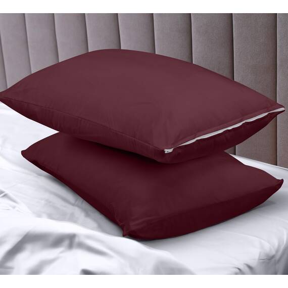 Utopia Bedding Premium 100% wasserdichter Kissenschutz mit Reißverschluss, Queen-Size-Größe (2er-Set), Bettwanzen- und milbendicht, mit Reißverschluss, Burgunderrot