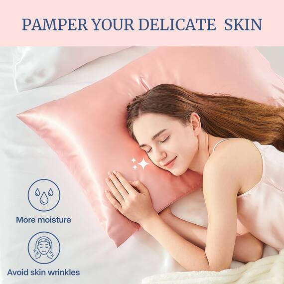 BEDELITE Satin-Kissenbezug für Haar und Haut, super weich und kühlend, ähnlich wie Seidenkissenbezüge, 2er-Pack, mit Hotelverschluss, Geschenk für Damen und Herren (50,8 x 66 cm Standardgröße, Koralle