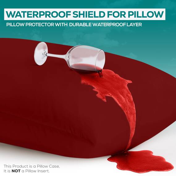 Utopia Bedding Premium 100% wasserdichter Kissenschutz mit Reißverschluss, King Size (2er-Set), Bettwanzen- und staubmilbendicht, mit Reißverschluss, Rot