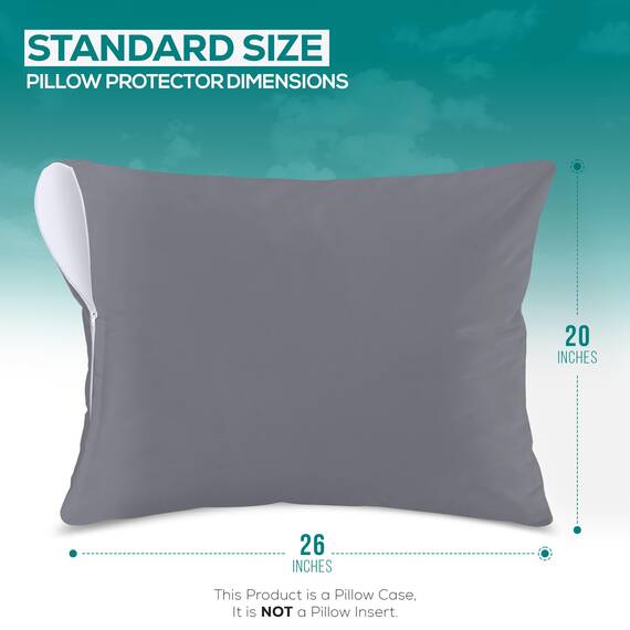 Utopia Bedding Wasserdichter Kissenschutz mit Reißverschluss (2 Stück) Standard Grau - Bettwanzensicher Kissenbezug 50,8 x 66 cm