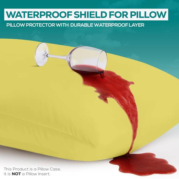Utopia Bedding Premium 100% wasserdichter Kissenschutz mit Reißverschluss, Standardgröße (2er-Set), Bettwanzen- und staubmilbendicht, mit Reißverschluss, Gelb