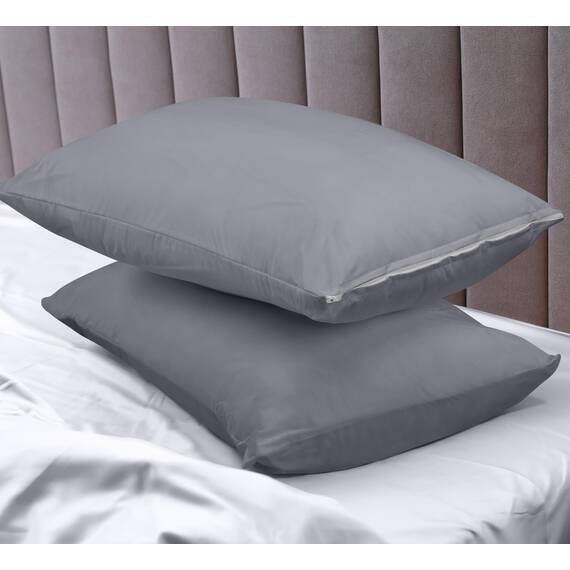 Utopia Bedding Waterproof Zippered Pillow Encasement – Pillow Protectors Jersey - 20 x 38 Inches (Pack of 2, King, Grey)