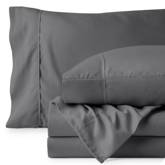 Bare Home Emperor Bettlaken-Set – 1800 ultraweiche Mikrofaser Emperor Bettlaken – Hydrogebürstet – tiefe Tasche – Spannbetttuch, Bettlaken und 2 Kissenbezüge – Bettlaken (Kaiser, Grau)