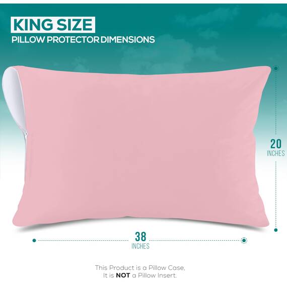 Utopia Bedding Premium 100% wasserdichter Kissenschutz mit Reißverschluss, King Size (2er-Set), Bettwanzen- und milbendicht, mit Reißverschluss, Rosa