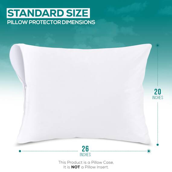Utopia Bedding Set of 2 Waterproof Pillow Protectors with Zipper Standard Size (White), Ultra Soft Pillow Covers, Bed Bug and Dust Mite Proof Pillow Encasements, Moisture Wicking Pillow Cases