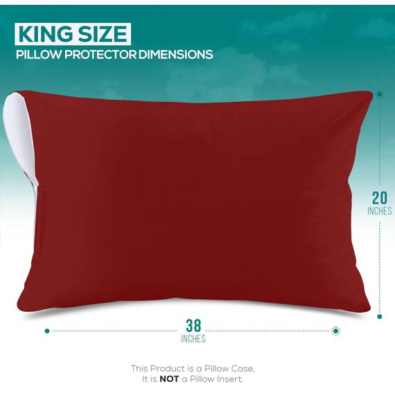 Utopia Bedding Premium 100% wasserdichter Kissenschutz mit Reißverschluss, King Size (2er-Set), Bettwanzen- und staubmilbendicht, mit Reißverschluss, Rot