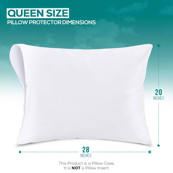 Wasserdicht Reißverschluss Kopfkissen umgreifung Bettwanzen Proof Cover schützt gegen Milben, Bakterien, Allergene – Polyester Jersey Stoff Kissen Displayschutzfolie von Utopia Betten, weiß, Queen