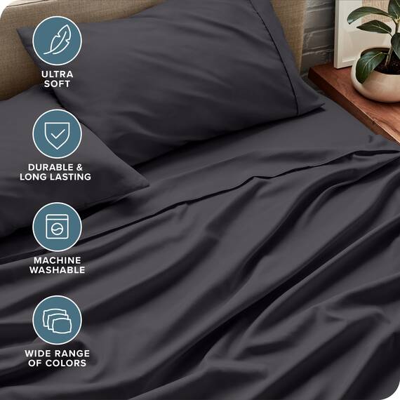 Bare Home Bettlaken-Set, King-Size – Premium 1800 ultraweiche, hydrogebürstete Mikrofaser, tiefe Tasche, 4-teiliges Set, Spannbetttuch, Bettlaken und 2 Kissenbezüge (Kingsize, geschmiedetes Eisen)