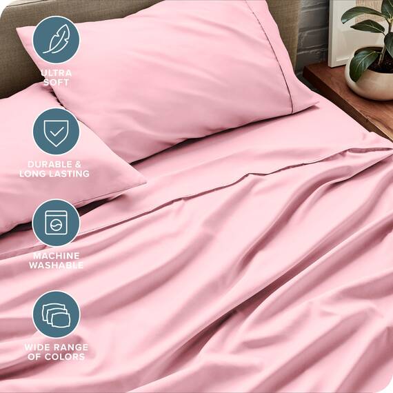 Bare Home Bettwäsche-Set für Doppelbett, 1800, ultraweiche Mikrofaser, für Doppelbett, hydrogebürstet, tiefe Tasche, 4-teiliges Set, Spannbetttuch, Bettlaken und 2 Kissenbezüge, Bettlaken (Doppelbett,
