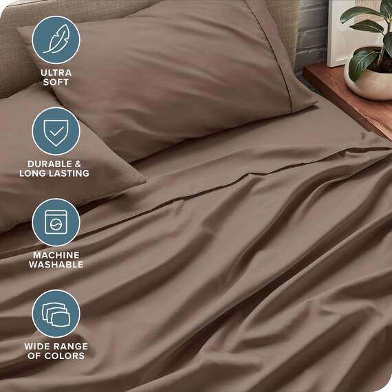 Bare Home Bettwäsche-Set für Einzelbett, 1800, ultraweiche Mikrofaser, für Einzelbett, hydrogebürstet, tiefe Tasche, 3-teiliges Set, Spannbetttuch, Bettlaken und 1 Kissenbezug, Bettlaken (Einzelbett,