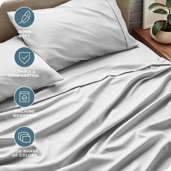 Bare Home Kingsize-Bettlaken-Set, 1800 ultraweiche Mikrofaser, Kingsize-Bett, hydrogebürstet, tiefe Tasche, 4-teiliges Set, Spannbetttuch, Bettlaken und 2 Kissenbezüge, Bettlaken (Kingsize,