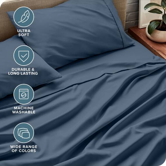 Bare Home Bettwäsche-Set für Doppelbett, 1800, ultraweiche Mikrofaser, für Doppelbett, hydrogebürstet, tiefe Tasche, 4-teiliges Set, Spannbetttuch, Bettlaken und 2 Kissenbezüge, Bettlaken (Doppelbett,